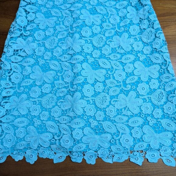 Lauren Ralph Lauren Womens 6 Turquoise Skylight Floral Lace Overlay Dress Lined - Picture 5 of 10